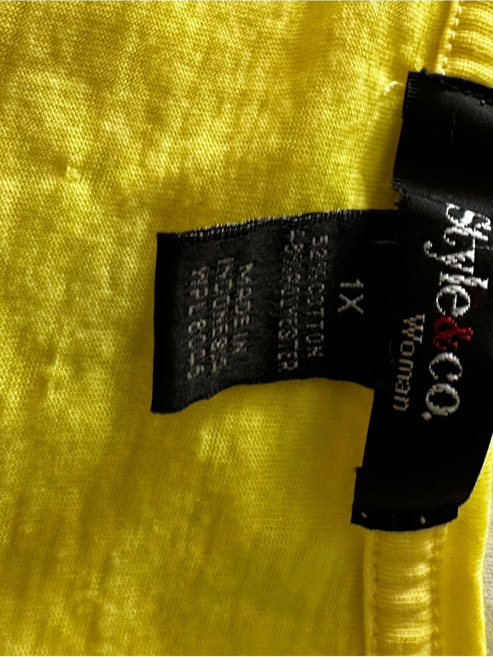 Falls Creek White and Style & Co Bright Yellow Crew Neck Cotton Tee - Picture 2 of 10